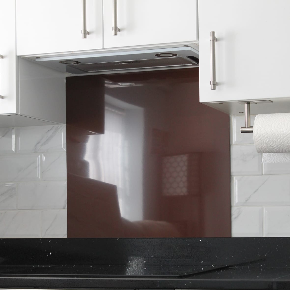 Aluminium Kitchen Splashback - 600 x 750mm - Gloss Chocolate