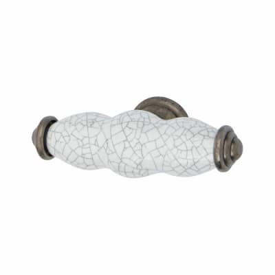 24mm Porcelain Crackle Glaze Shutter T-Bar Cabinet Knob - 76 x 24mm - Pewter Effect