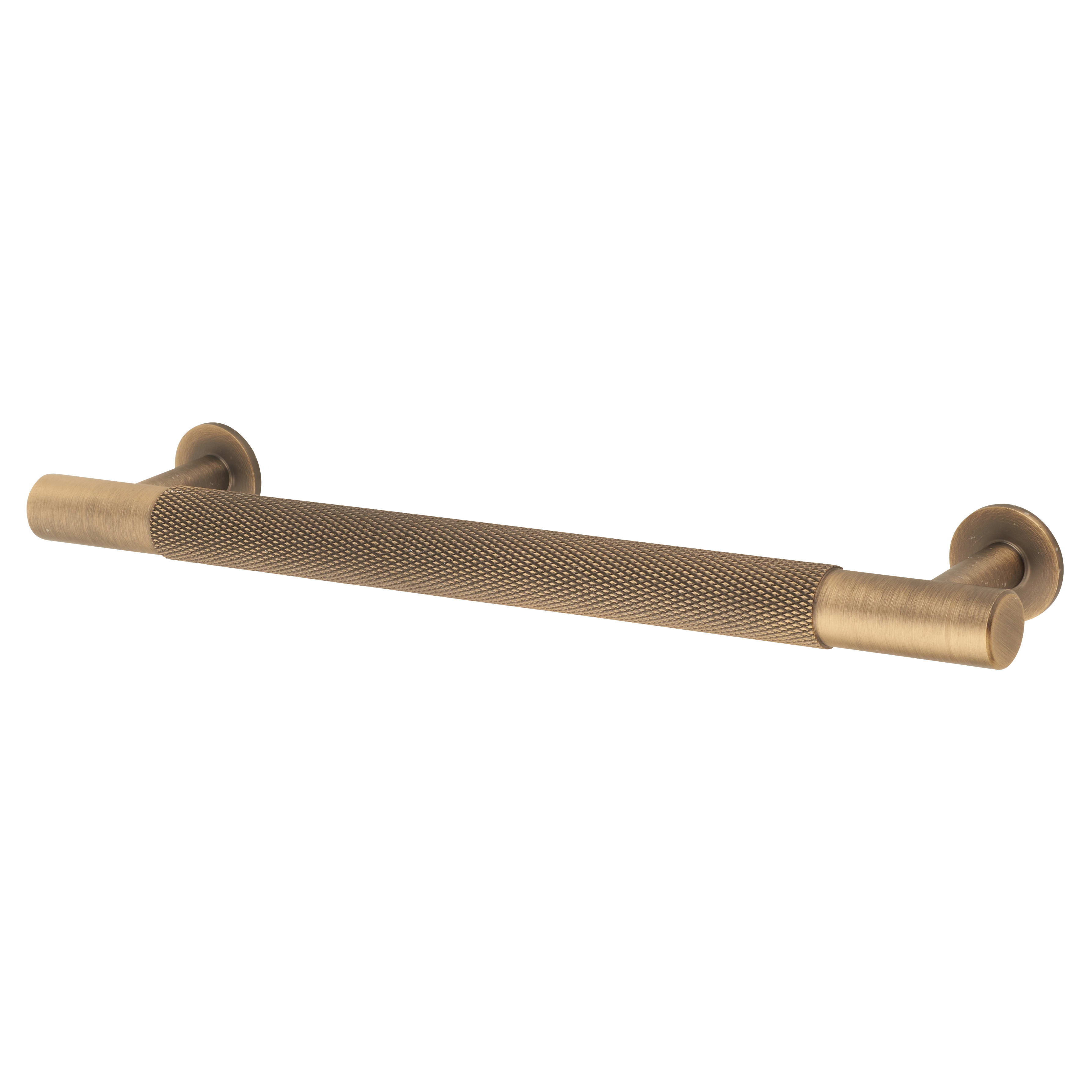 13mm Knurled T-Bar Cabinet Pull Handle - 160mm Centres - Antique Brass