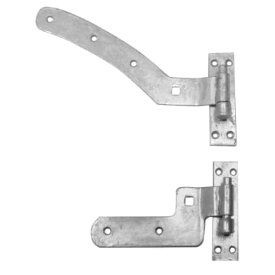 Heavy Duty Curved Rail Hook & Band Gate Hinge Kit - 300 x 40mm - Right Hand - Galv - Pair
