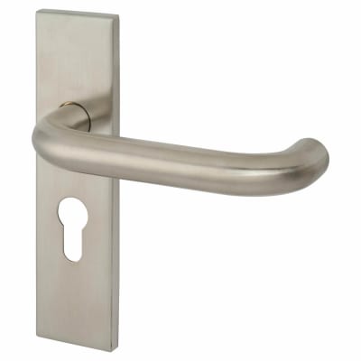 Satin Stainless Steel 19mm Return to Door Euro Lock Door Handles - Square - 47.5mm c/c