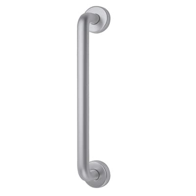 Satin Aluminium 19mm D-Bar Door Pull Handle on Rose - Screw Fix - 150mm Centres