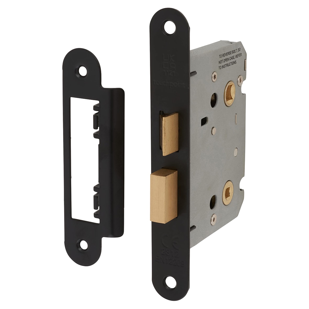 Contract Bolt Through Bathroom Lock - 76mm Case - 57mm Backset - Radius - Matt Black