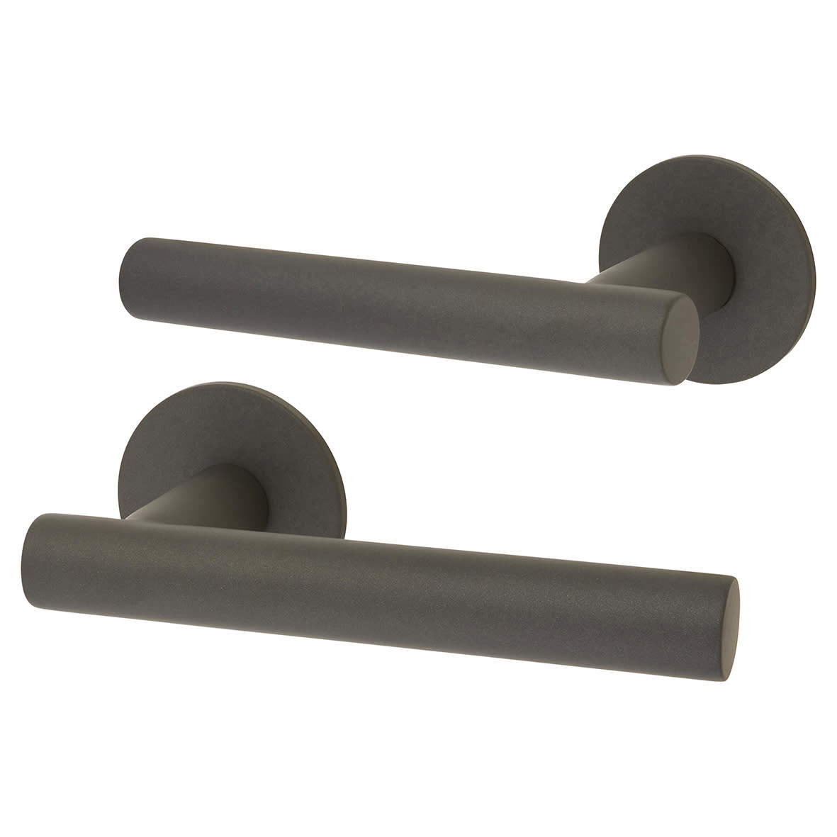 Graphite Grey Door Handles on Round Slim Rose - Schema Vinklad Range