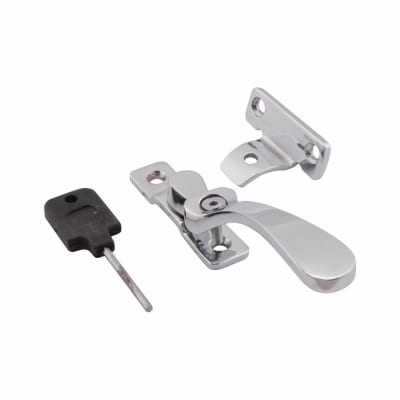 Victorian Locking Wedge Casement Window Fastener - Reversible - Polished Chrome