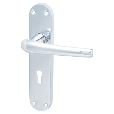 Polished Chrome Keyhole Lock Door Handles - Naples Range - 182 x 40mm