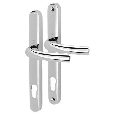 Tokyo M1710RH/3841N uPVC Multipoint Door Handle - Long Plate - 92mm c/c - Polished Chrome