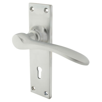 Satin Chrome Keyhole Lock Door Handles - Buckingham Range - 152 x 41mm
