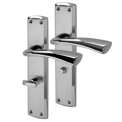 Polished/Satin Chrome Bathroom Door Handles - Taranto Range - 190 x 45mm