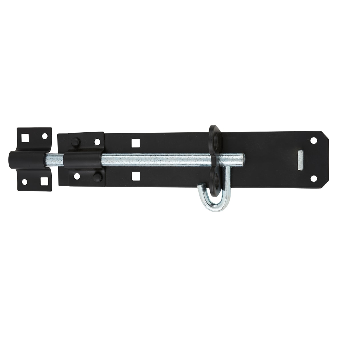 Brenton Pattern Gate Padlock Bolt - 200mm Length - Black Japanned