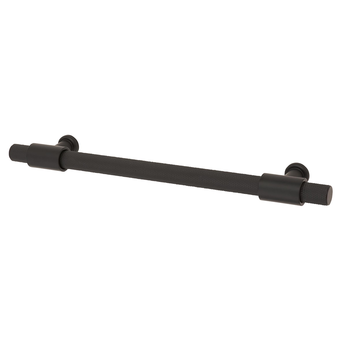 Falmouth 12mm Knurled T-Bar Cabinet Pull Handle - 160mm Centres - Matt Black