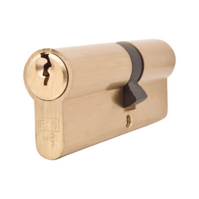 5 Pin 80mm Euro Double Cylinder - 35 + 45mm - Polished Brass - Keyed to Differ