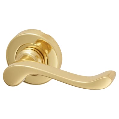 Marcus Polished Brass Scroll Door Handles on Round Rose - Bedford Range