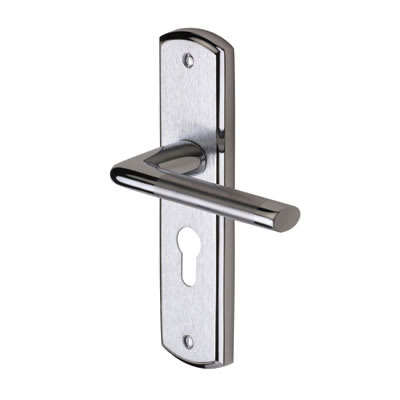 Satin Chrome Euro Lock Door Handles - Lena Range - 190 x 48mm