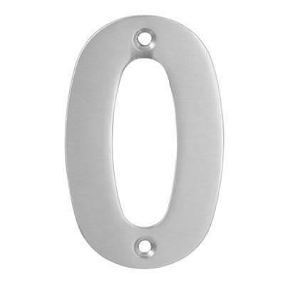 100mm Screw Fix Door Numeral - 0 - Satin Stainless Steel