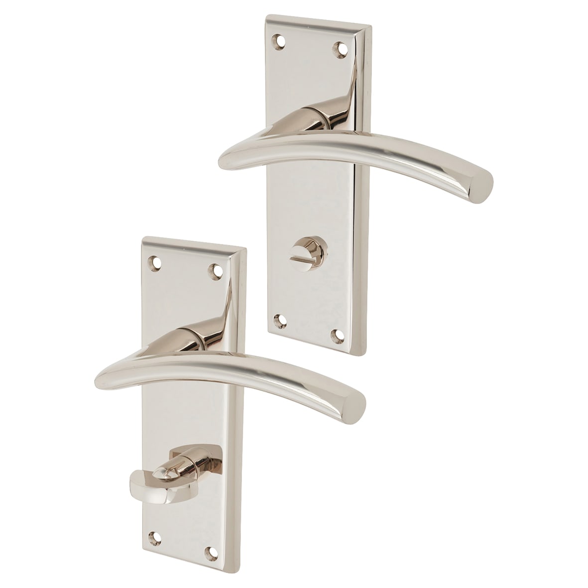 Brass Polished Nickel Bathroom Door Handles - Trenta Range - 150 x 50mm