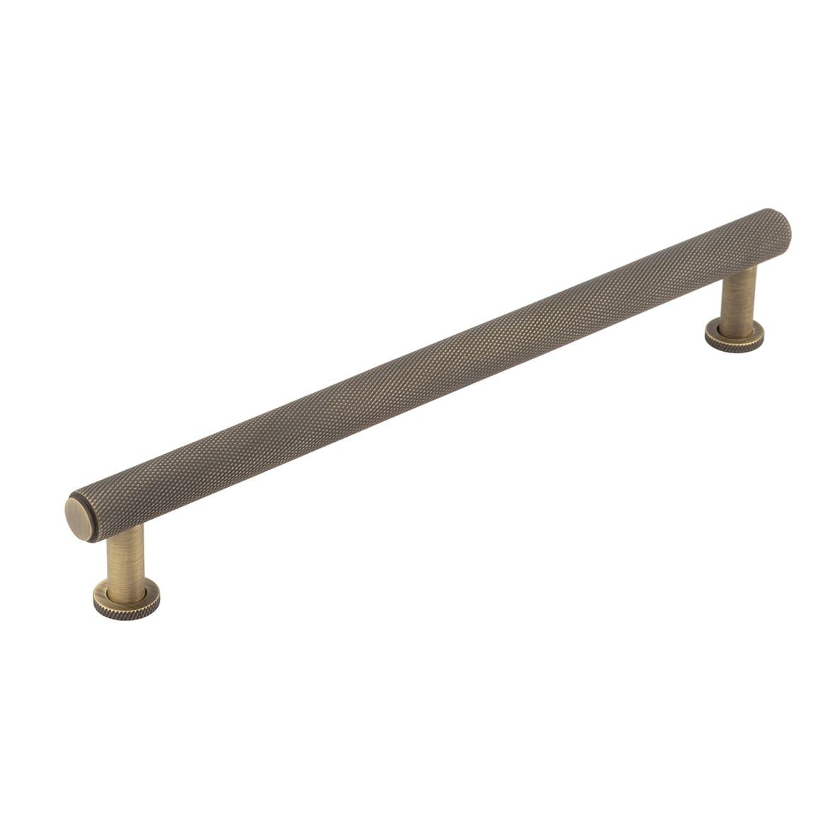 Piccadilly 15mm Knurled T-Bar Cabinet Pull Handle - 224mm c/c - Antique Brass