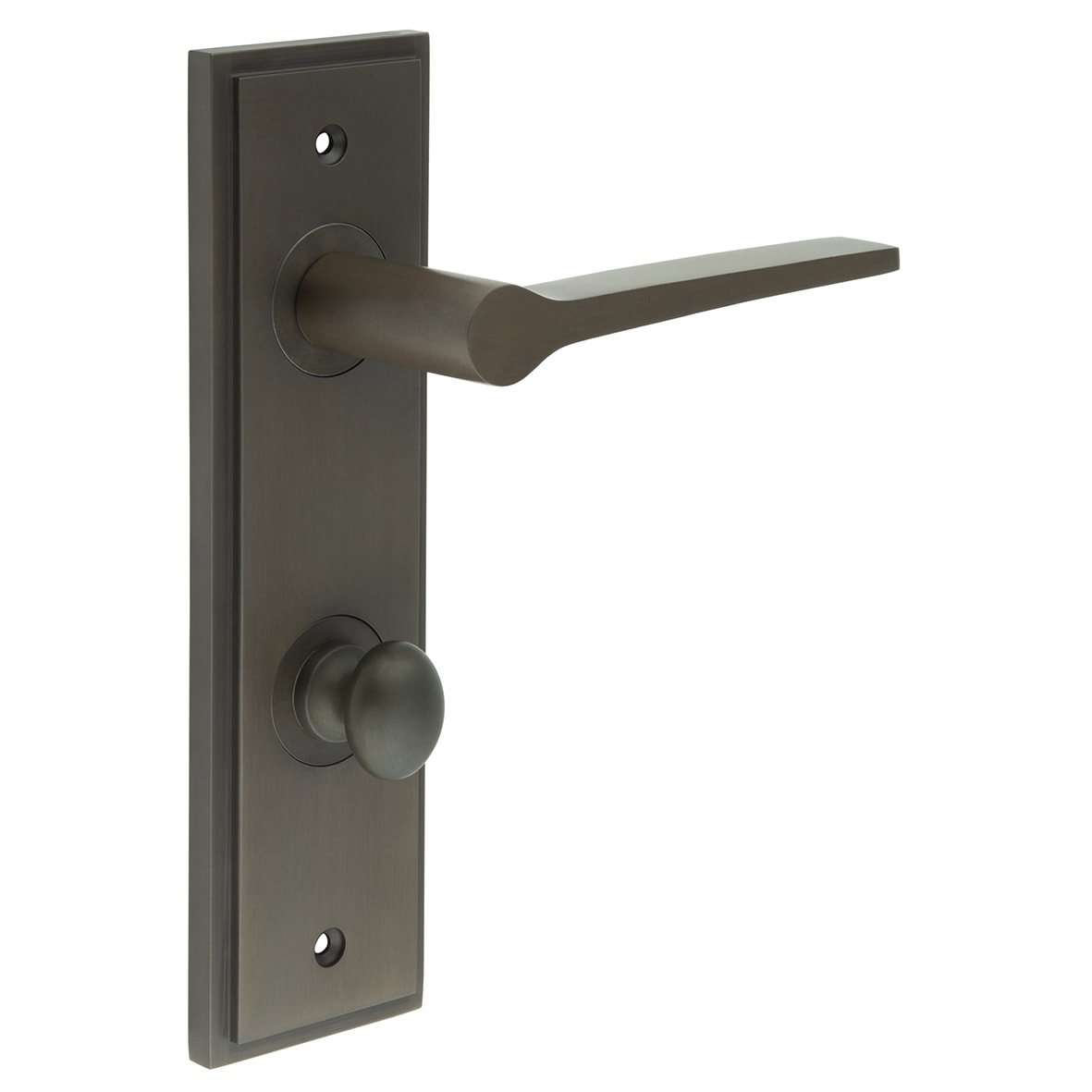 Dark Bronze Fire Rated DIN Bathroom Door Handles - Knightsbridge - Inner 1 - 200 x 55mm