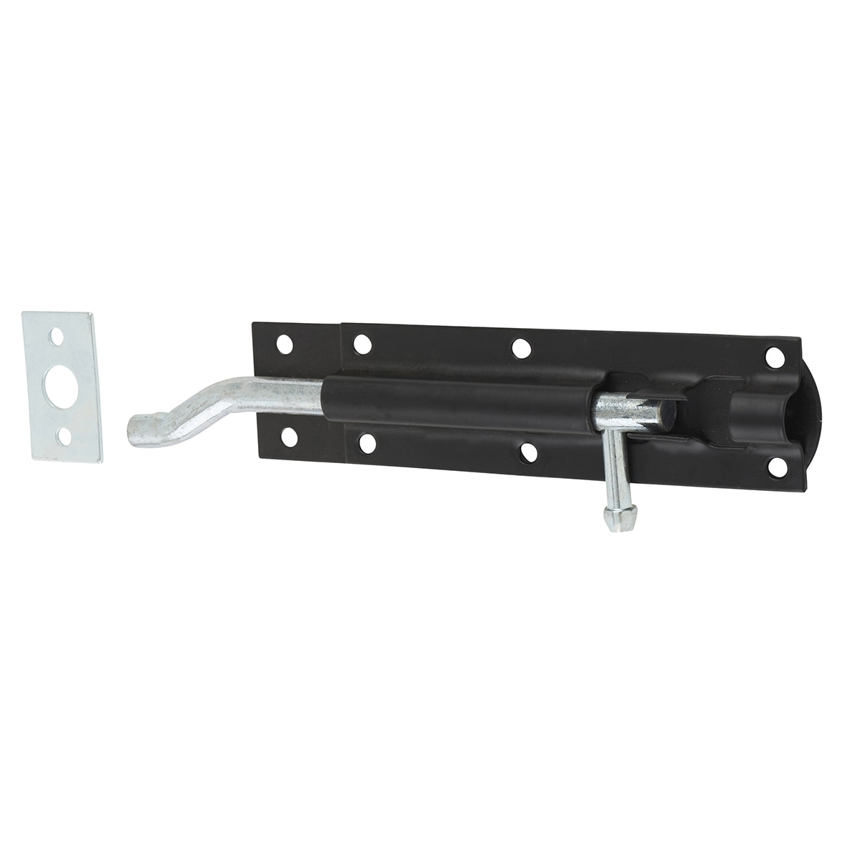 Traditional Tower Gate Bolt - Necked - 150mm Length - Black Japanned
