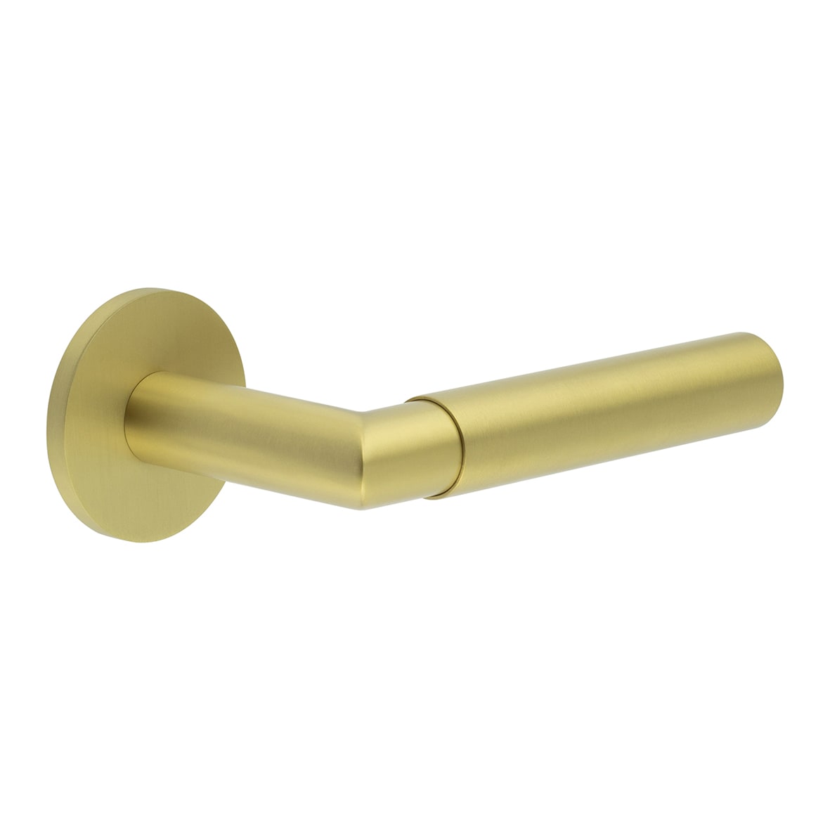 Satin Brass Sprung Fire Rated Door Handles on Round Rose - CR-102 Range