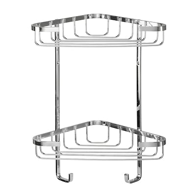 Wirework Small Corner Shower Basket - Two Tier - 285 x 230 x 135mm - Stainless Steel