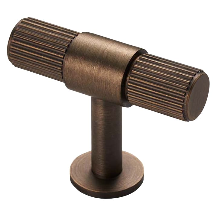 Lines 13mm T-Bar Cabinet Knob - 50 x 40mm - Antique Brass