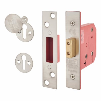 2101 5 Lever Deadlock - Keyed Alike Number - 77mm Case - 57mm Backset - Satin Chrome