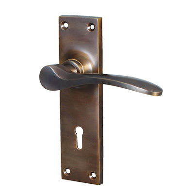 Antique Bronze Keyhole Lock Door Handles - Buckingham Range - 152 x 41mm