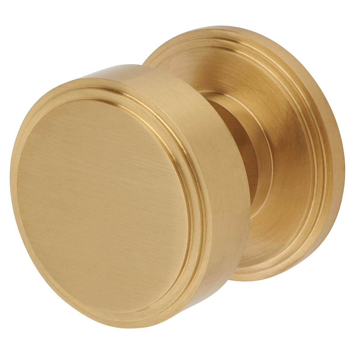 Satin Brass Mortice Door Knob - 62mm Rose Diameter - Riley Range