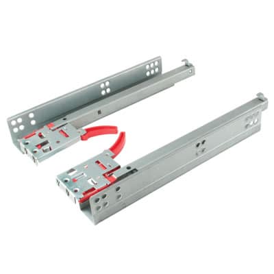 Base Mount Soft Close Drawer Runner - Single Extension - 350mm Length - 30kg - Zinc