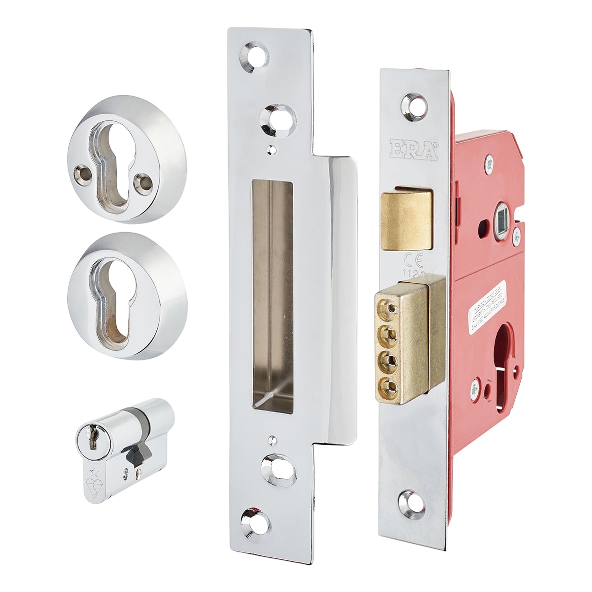 Fortress:2007 Bolt Through Euro Profile Sashlock - 64mm Case - 44mm Backset - Polished Chrome