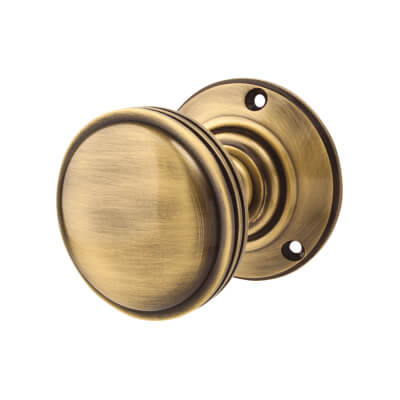 Marcus Antique Brass Mortice Door Knob - 69mm Rose Diameter - Richmond Range
