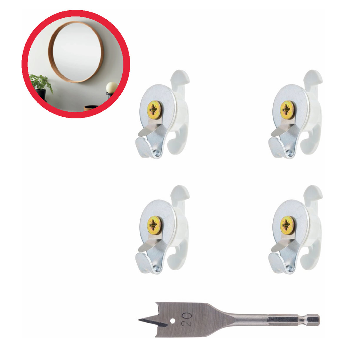 Heavy Duty Plasterboard Fixing Kit for Mirrors & Pictures - 5 x 20mm - Pack of 4