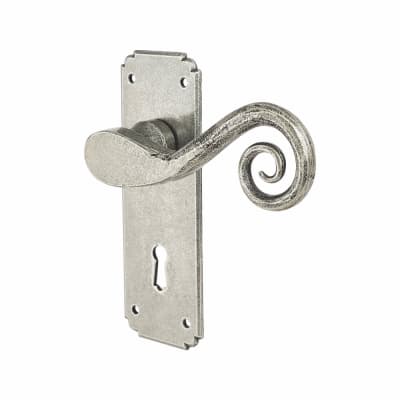 Pewter Monkey Tail Keyhole Lock Door Handles - 152 x 50mm