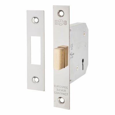 Contract 3 Lever Deadlock - 76mm Case - 57mm Backset - Polished Nickel