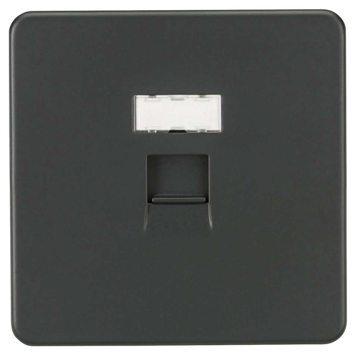 1 Gang Screwless Flat Plate Data Socket - Anthracite Grey