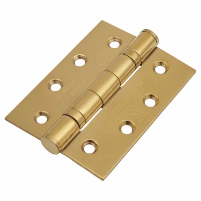 Twin Ball Bearing Butt Fire Door Hinge - 102 x 76 x 3mm - PVD Brass - Pair