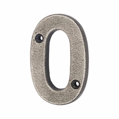 78mm Screw Fix Door Numeral - 0 - Pewter