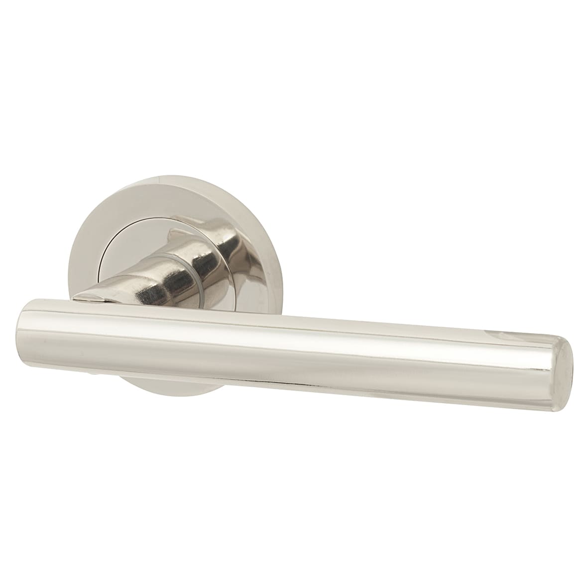 Polished Nickel Door Handles on Round Rose - Ella Range