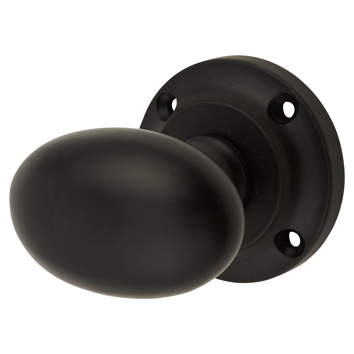 Matt Black Oval Mortice Door Knob - 57mm Rose Diameter