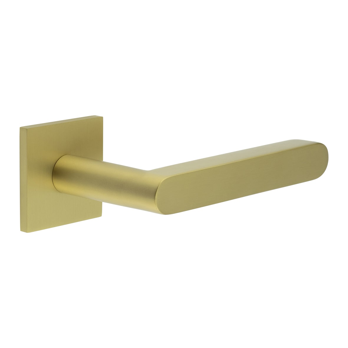 Satin Brass Unsprung Fire Rated Door Handles on Square Rose - CR-101 Range