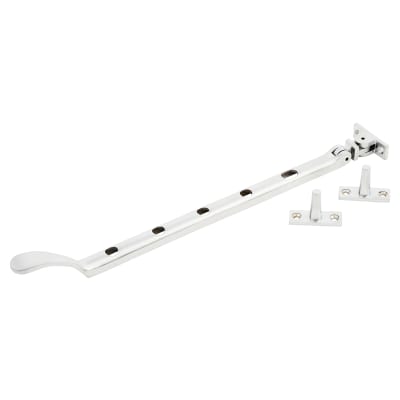 Victorian Casement Window Stay - 12"/300mm Length - Soft Satin Chrome