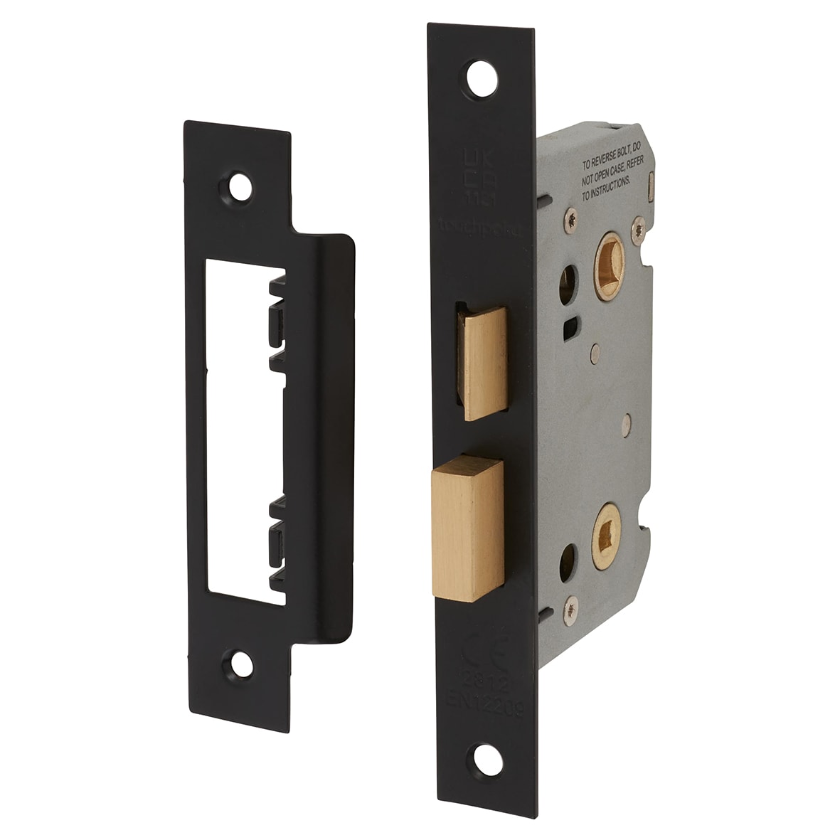 Contract Bolt Through Bathroom Lock - 65mm Case - 44mm Backset - Matt Black