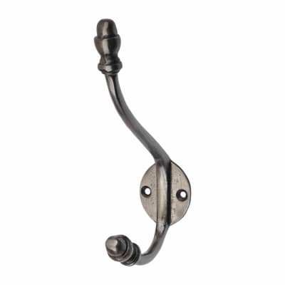 Single Hat & Coat Hook - 165 x 36mm - Pewter