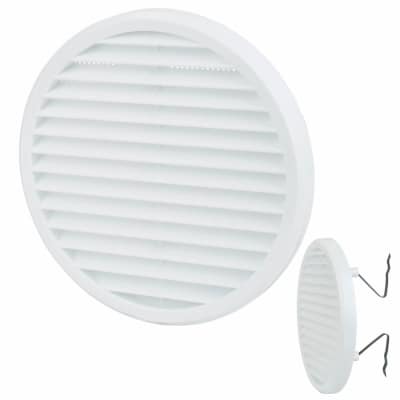 Clip Fit Round Vent - 156 x 13.5mm - 8900mm² Free Air Flow - White Plastic 047551P