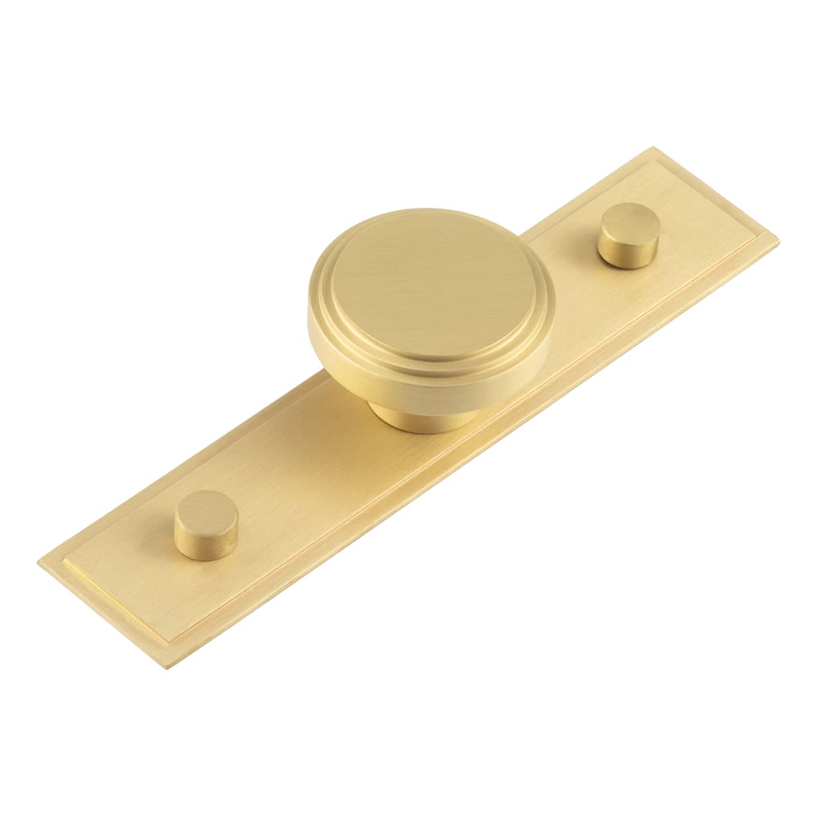 Cropley Stepped Round Cabinet Knob on Stepped Backplate - 40mm Diameter - Satin Brass