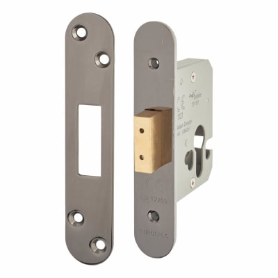 Architectural Euro Profile Deadlock - 65mm Case - 44mm Backset - Radius - Black Nickel