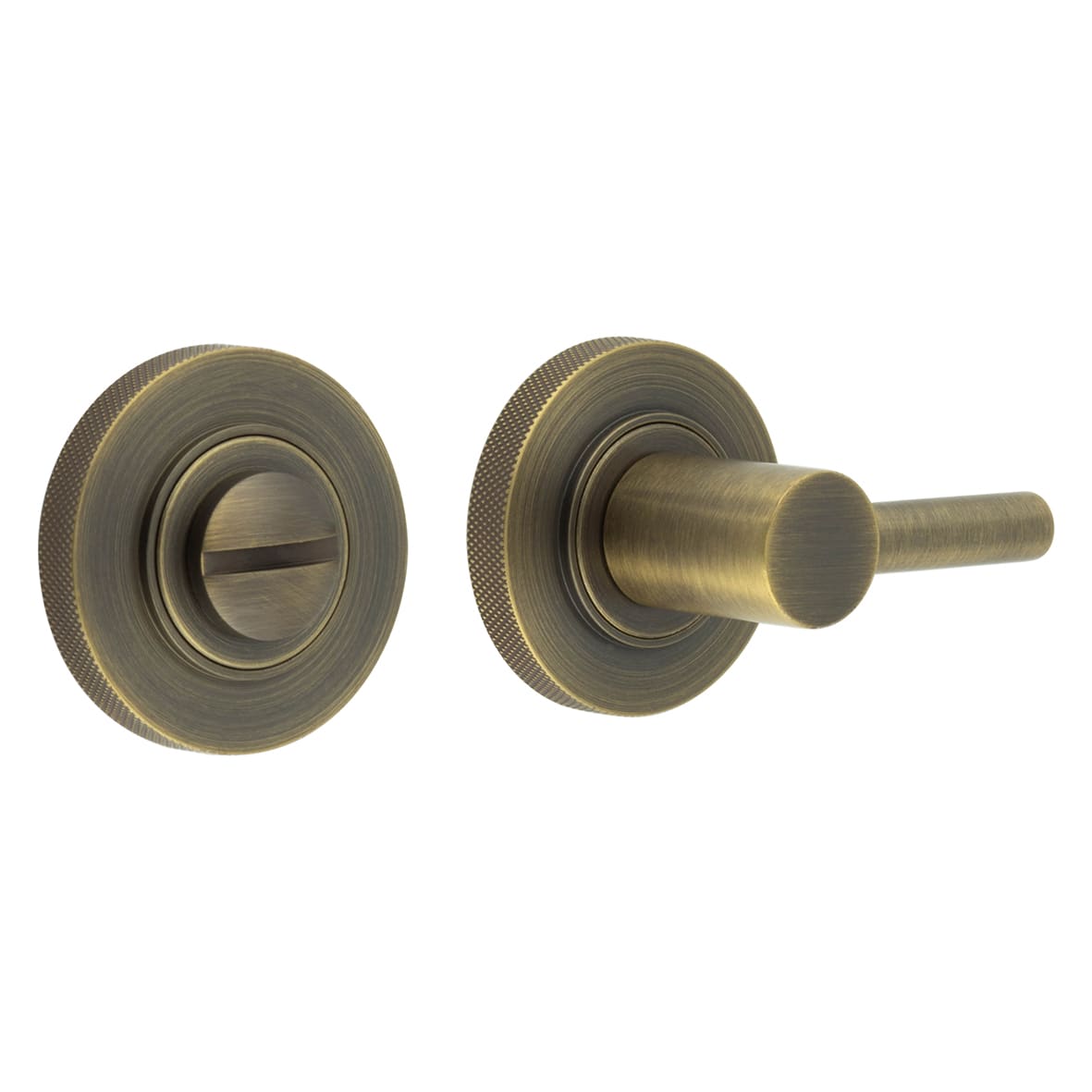 Easy Turn & Release with Knurled Rose - 50mm Diameter - Antique Brass