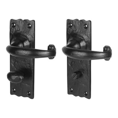 Antique Black Windsor Tudor Bathroom Door Handles - 152 x 55mm