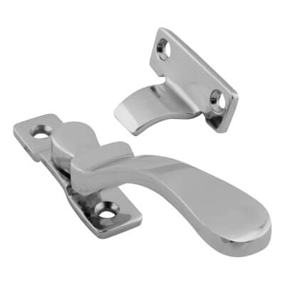 Victorian Wedge Casement Window Fastener - Reversible - Polished Chrome